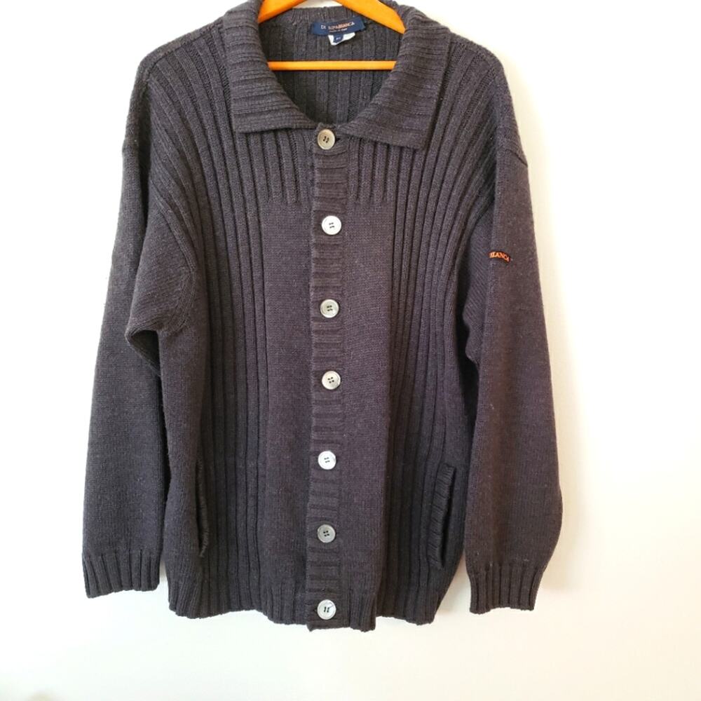 Di Ripabianca Made in Italy 100% Extra Fine Merino Wool Cardigan Sweater Gray